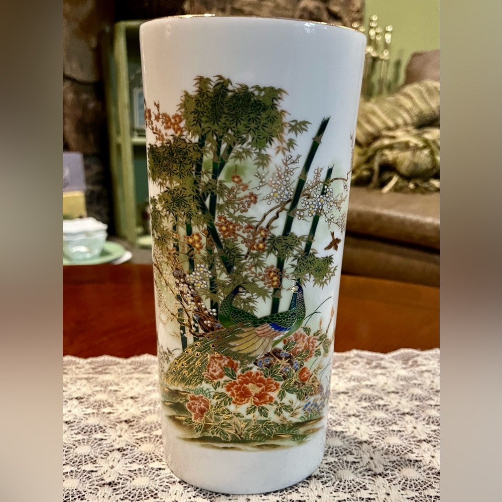 Otagiri Decorative Porcelain Peacock Vase